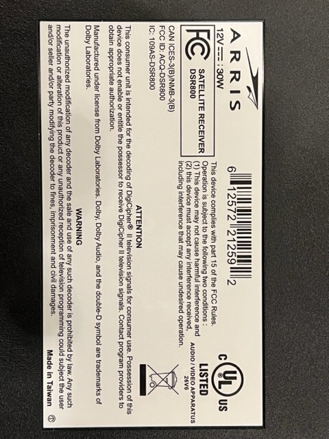 Shaw Direct HD Dsr800 Receiver no remote