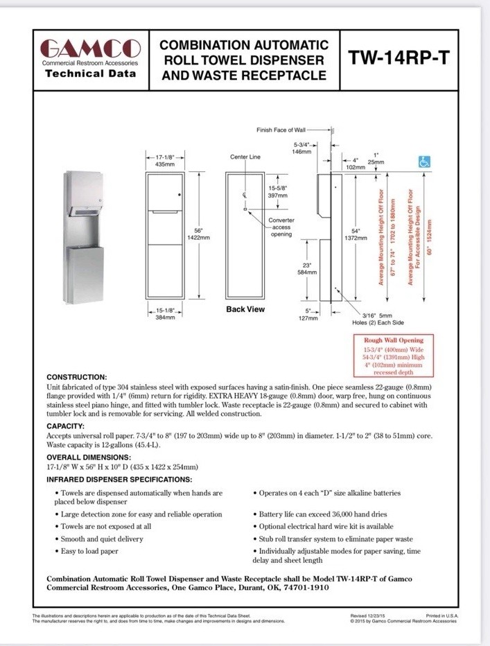 Paper Towel Dispenser And Waste receptacle