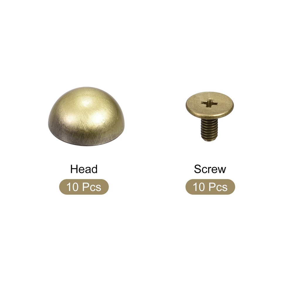 10x6mm Back Screw Rivets Solid Round Head Leather Studs Tanned 10 Sets