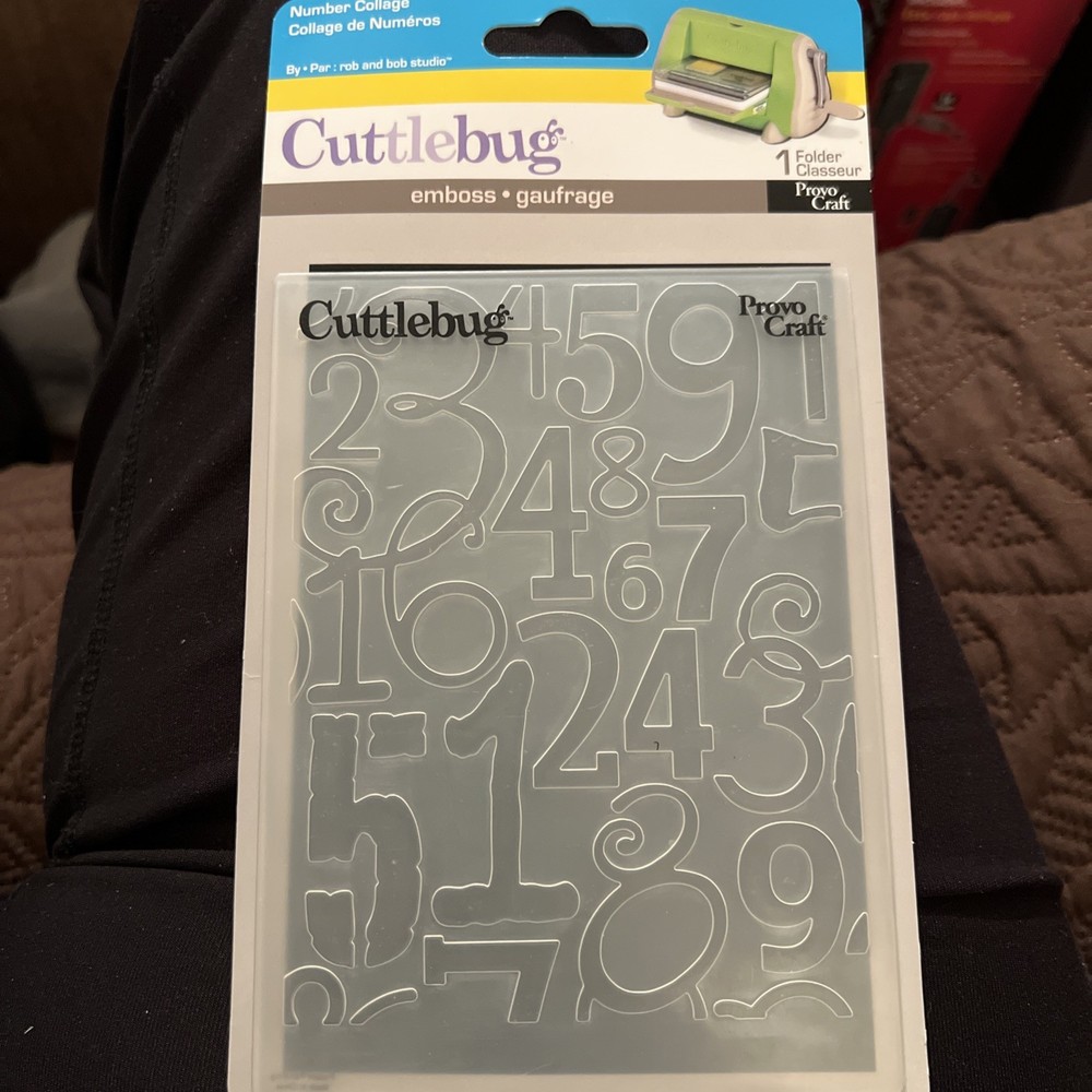 2007 Cuttlebug-Provocraft-Emboss Folder-Number Collage-1pc NEW