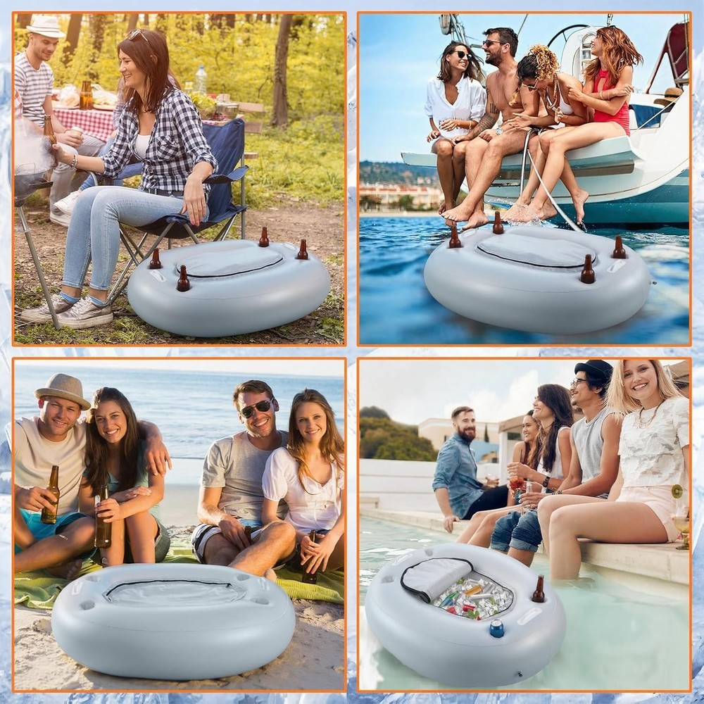 2 Pack Floating Coolers River Inflatable Cooler 40 Qt River Cooler Float W/ Lid