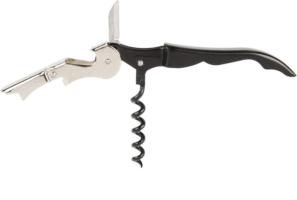 Rose Rock Pulltap's Double-Hinged Waiters Corkscrew, Black and Stainless Steel
