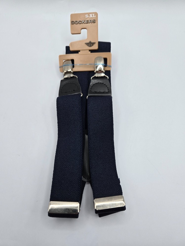 New Dockers Adjustable Elastic Solid Suspenders • Navy • Small-XLarge