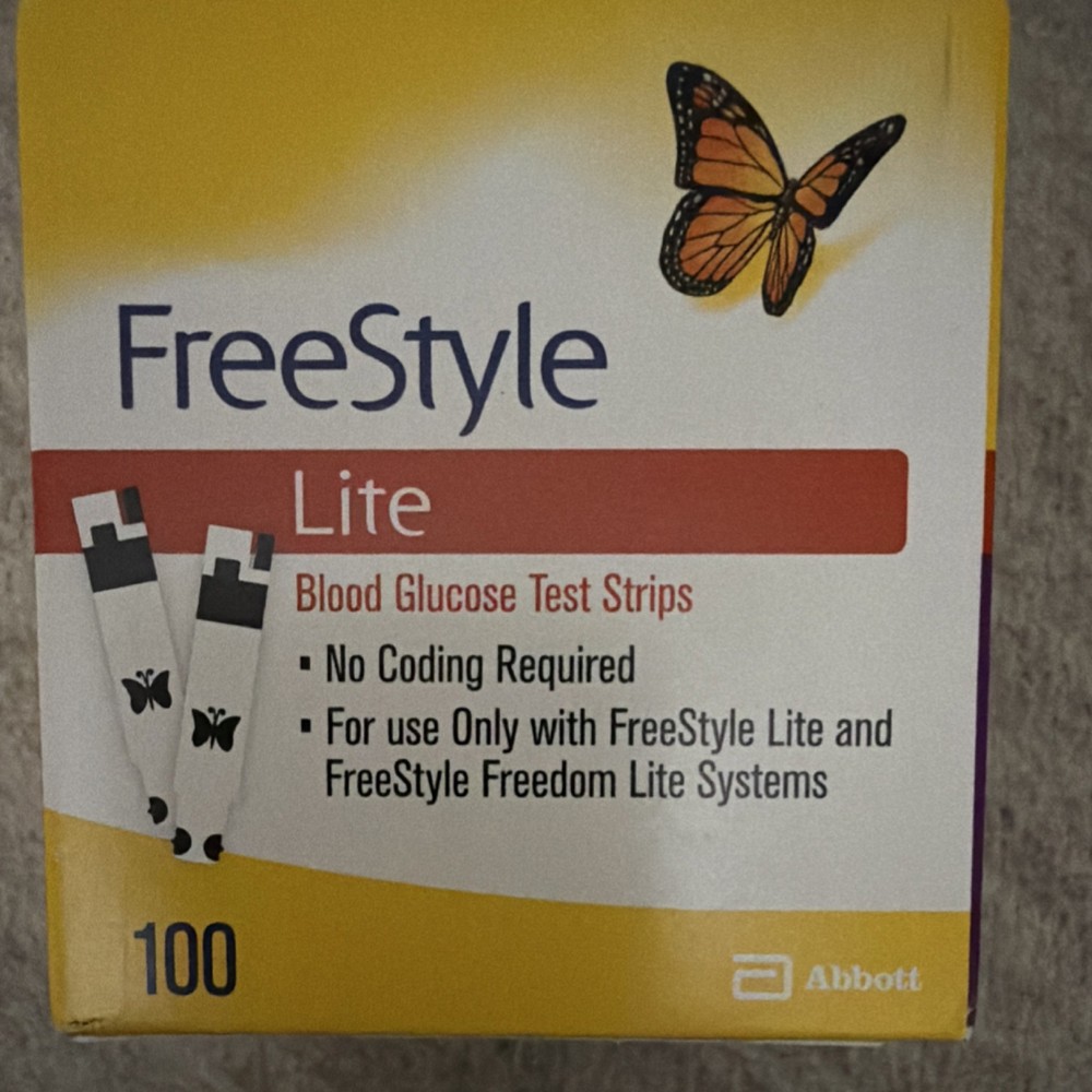FreeStyle Lite Blood Glucose Test Strips 100 Count No Coding Freedom Lite