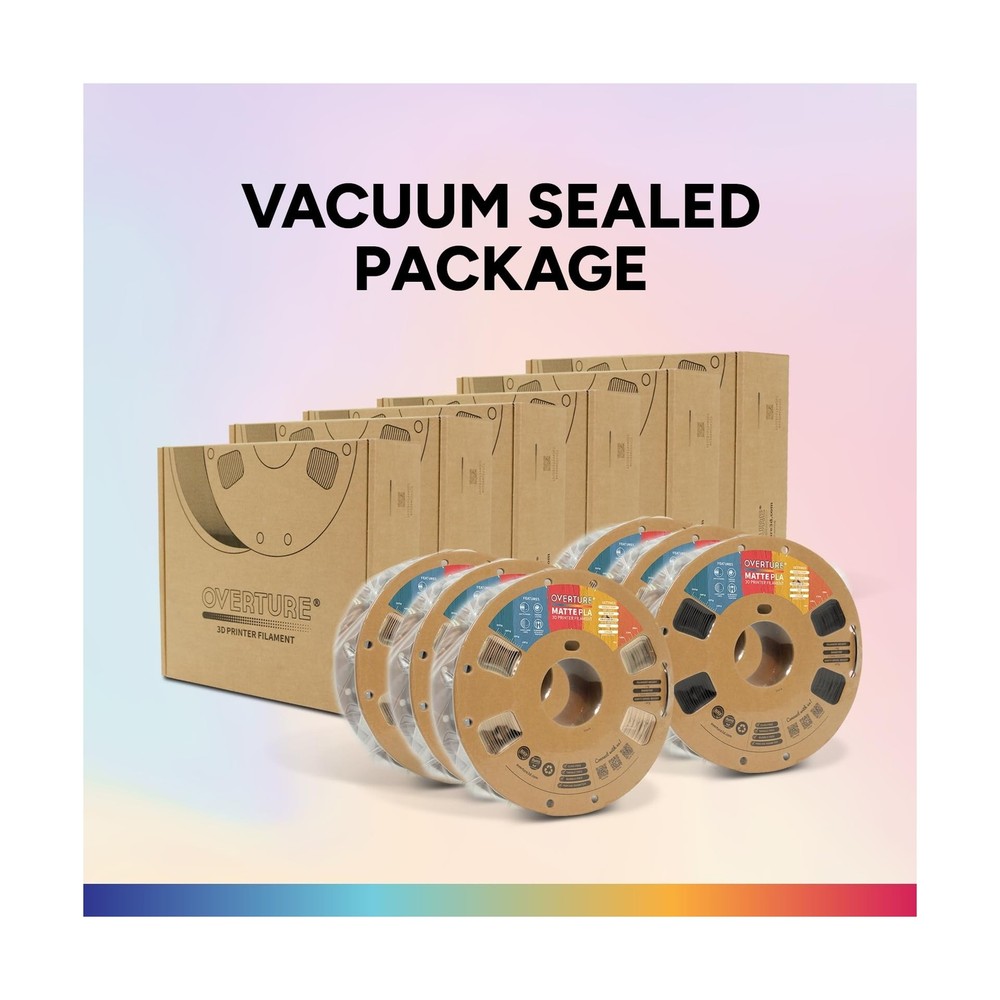 OVERTURE 6KG Bundle Matte PLA 3D Printer Filament 1.75mm, Matt Surface & Low ...
