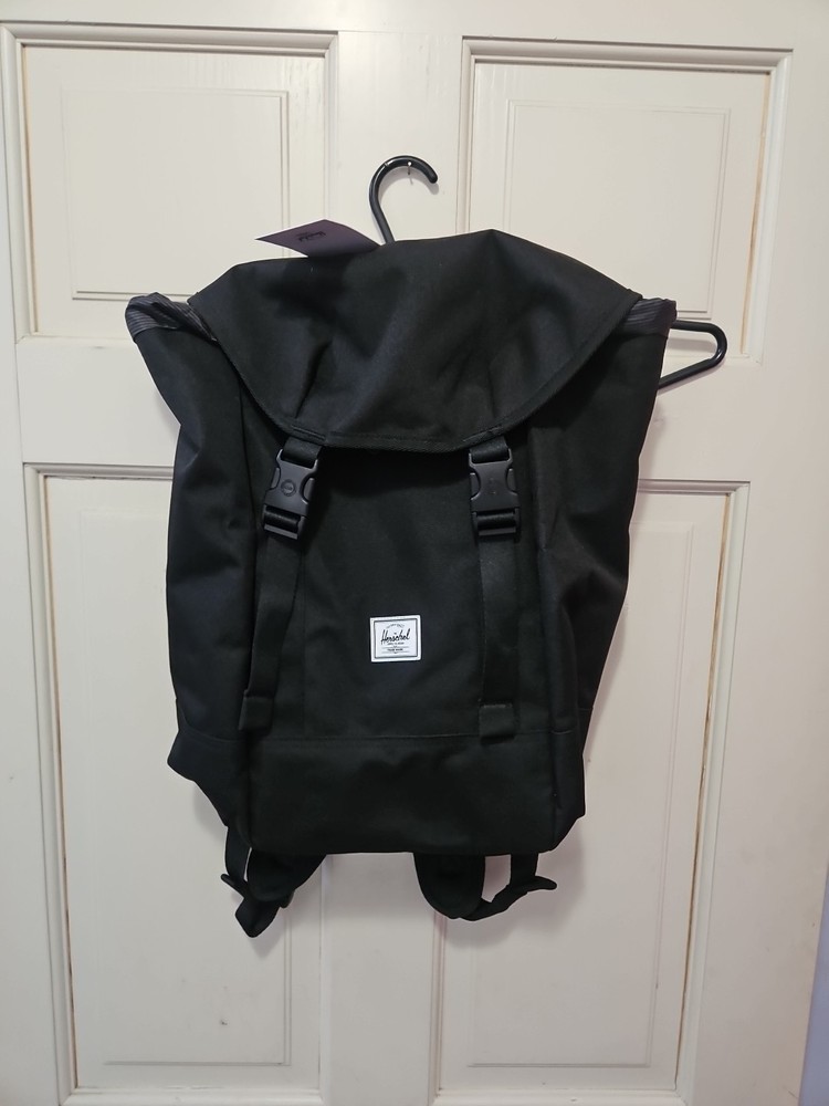 Herschel Black Backpack with Buckle Straps