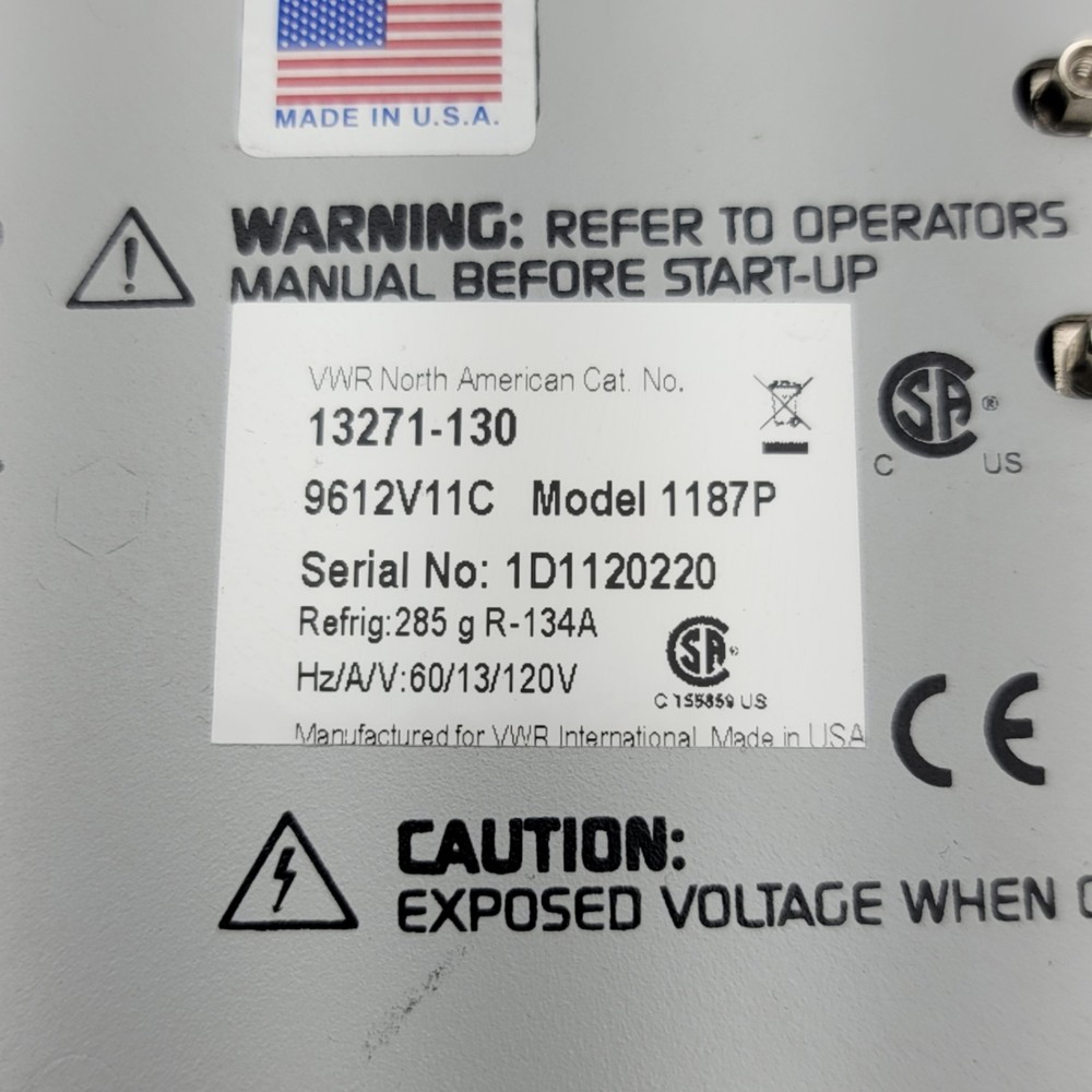 VWR 1187P Recirculating Programmable Temperature Controller 120VAC, 13A, 1100W