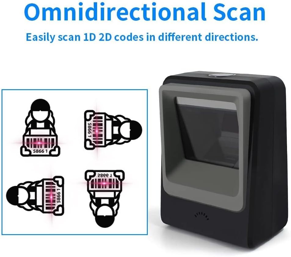 Handsfree 2D 1D Barcode Scanner,Alacrity QR Omnidirectional Desktop Bar Code ...