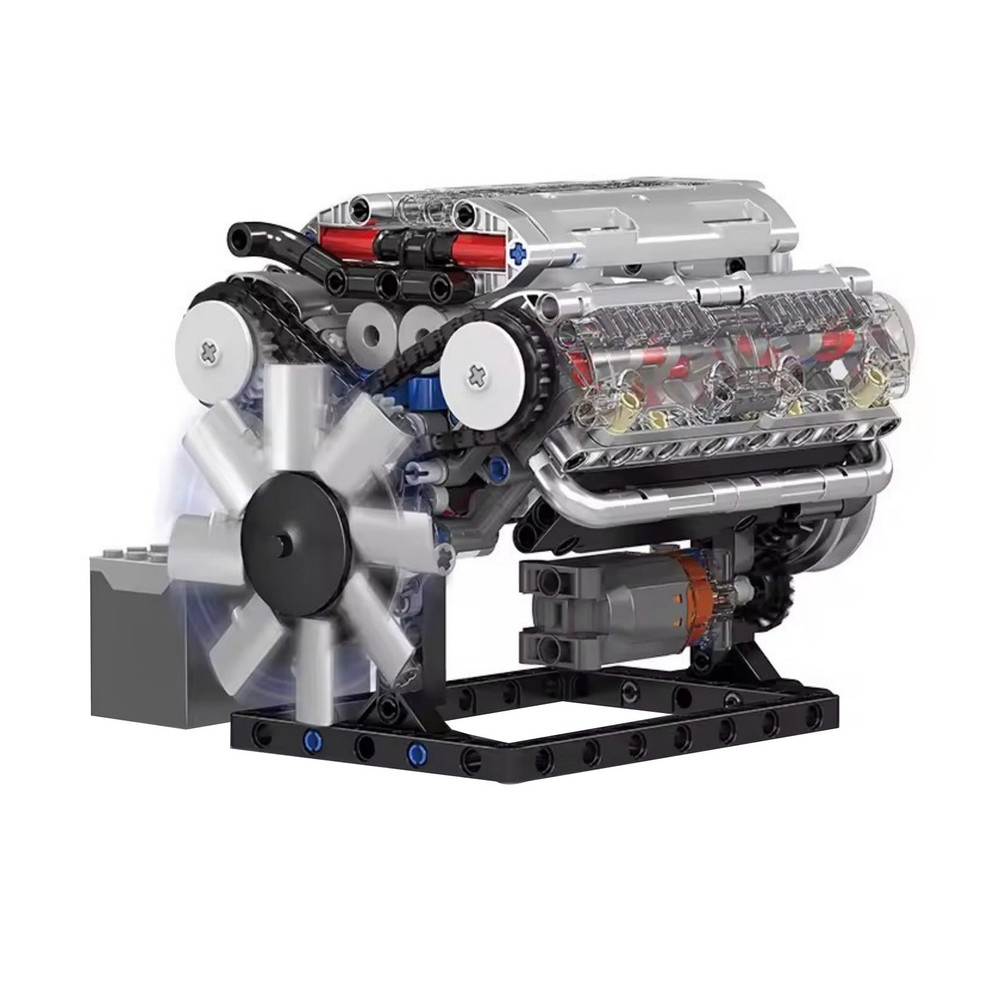 Visible V8 Engine Motor Engineering Model Building Stacking Blocks Gift New