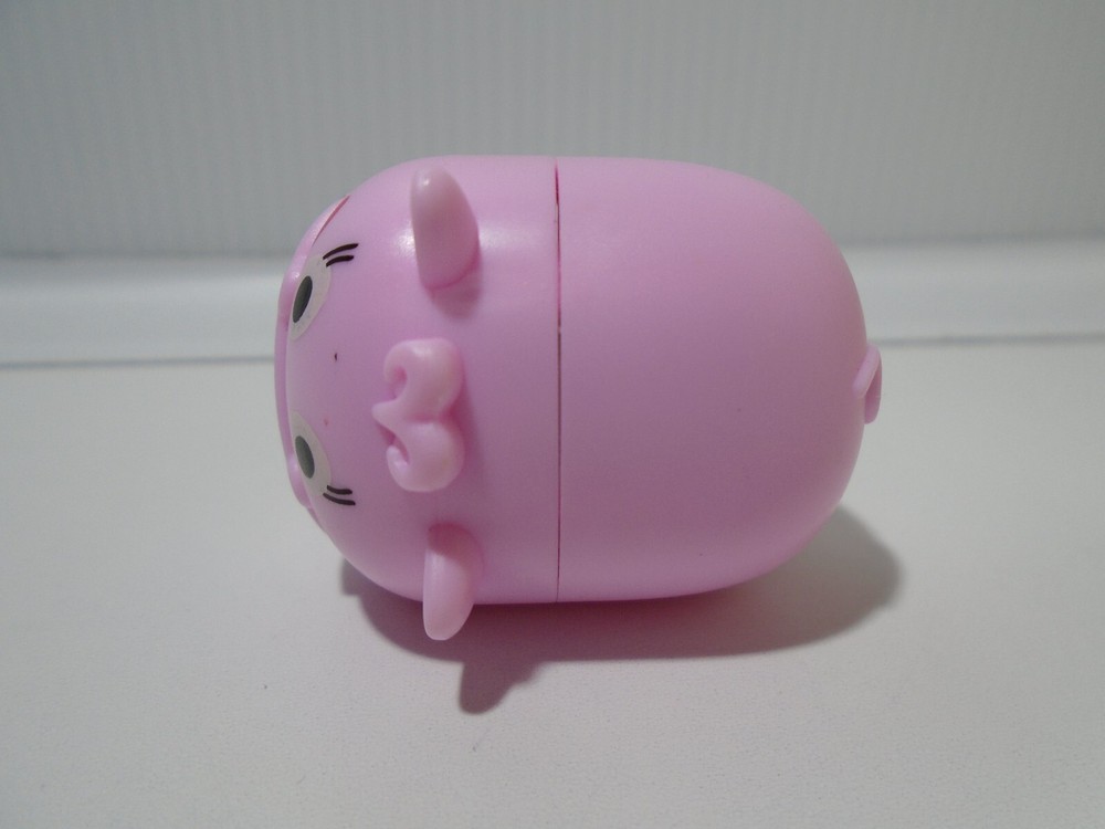 MINI PINK PLASTIC HIPPO 1.5" PULL BACK FRICTION FIGURE UNBRANDED (MA1837)