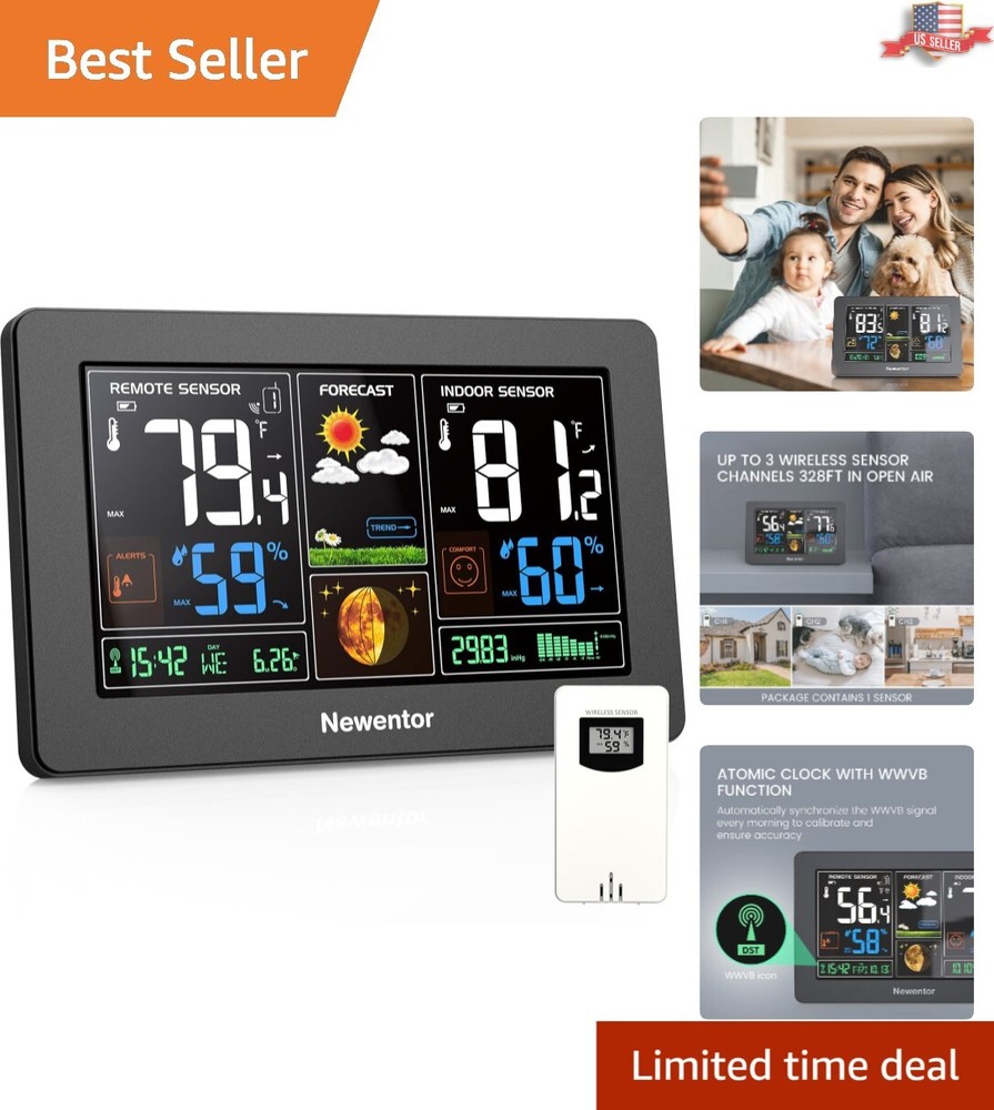 Wireless Color Display Weather Station with Atomic Clock & Adjustable Backlight