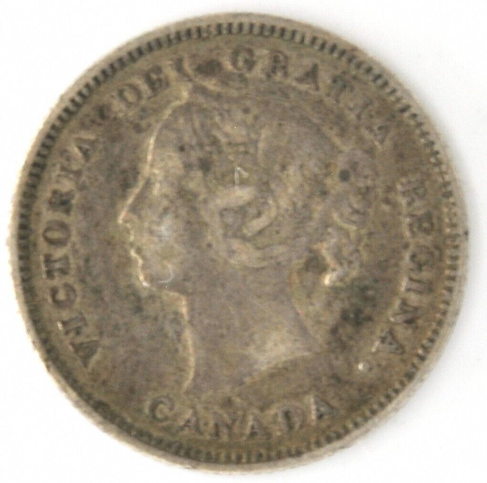 1886 Canada 5 Cent Small 6 Sterling Silver Coin KM#2