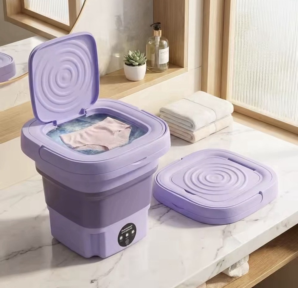 Foldable Portable Compact Mini Washing Machine Electric Top-Loading Purple