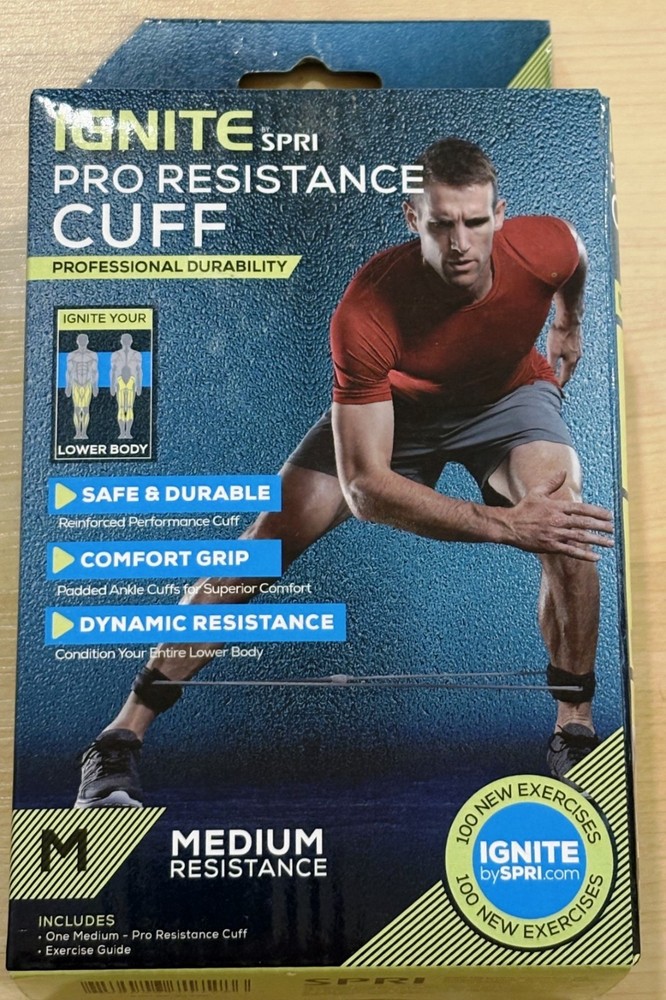 Ignite by SPRI Pro Resistance Cuff Medium with Exercise Guide NEW