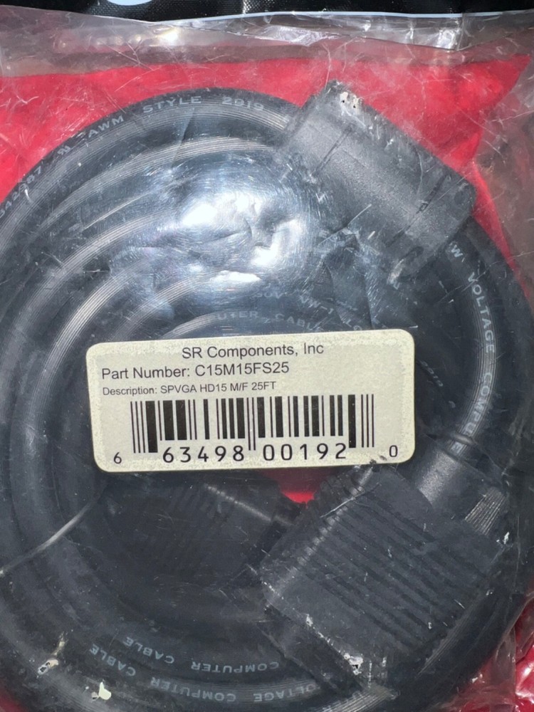 SR Components Inc. SPVGA HD15 M/F 25ft Cable