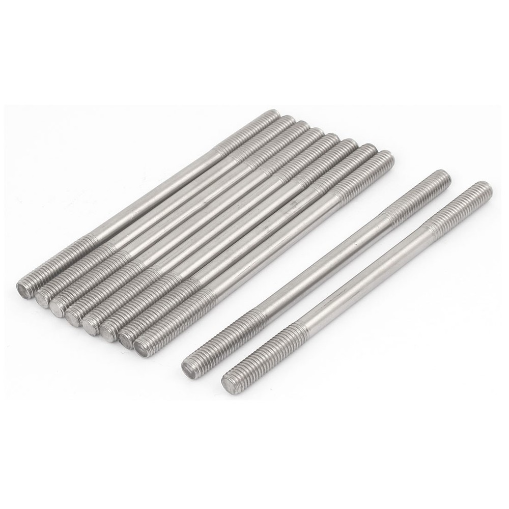 M8 x 130mm Tight Adjustable Push Double End Thread Stud Teeth Rod 10pcs