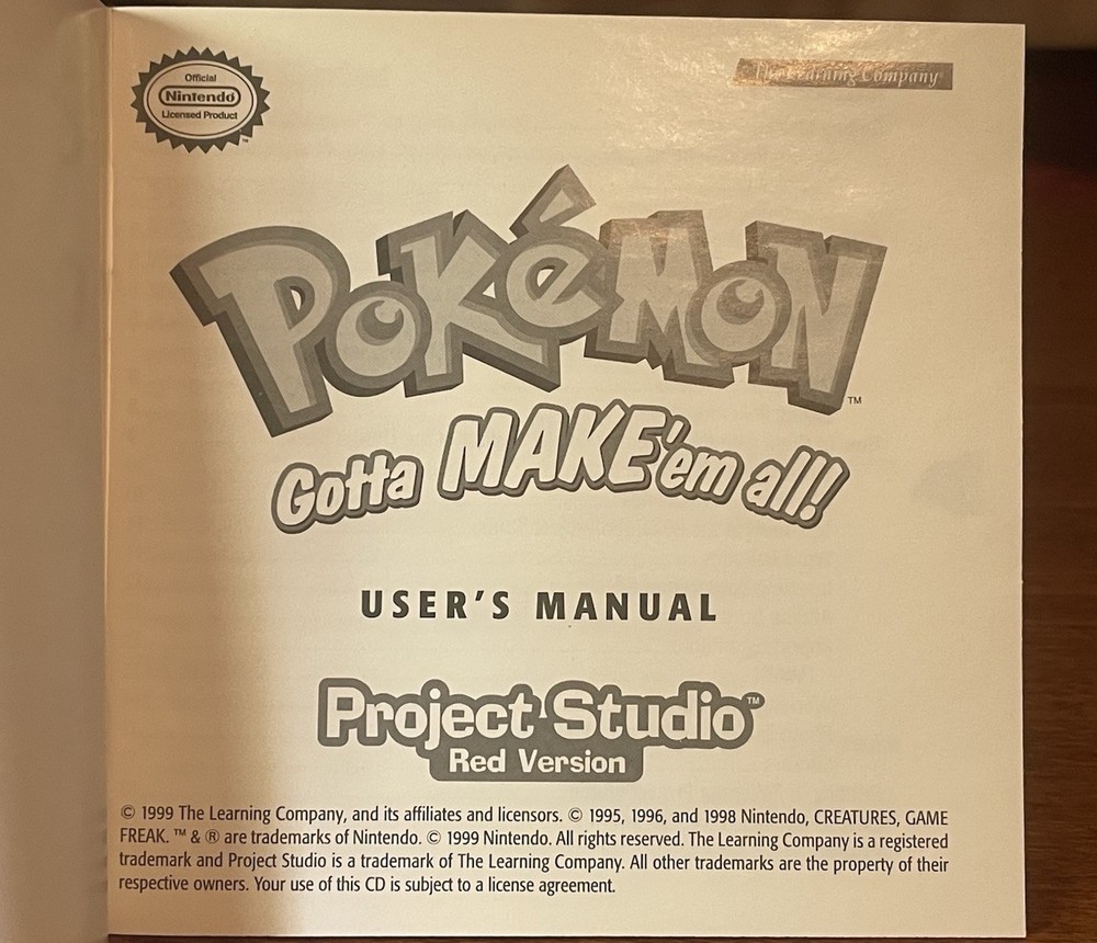 POKÉMON Project Studio Red Version Gotta Make 'em All Nintendo CD-ROM Windows
