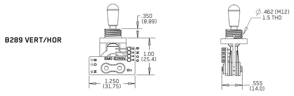 EMG Solderless Conversion Kit 1-2 Active Pickups Short Pots & B289 Ivory Toggle
