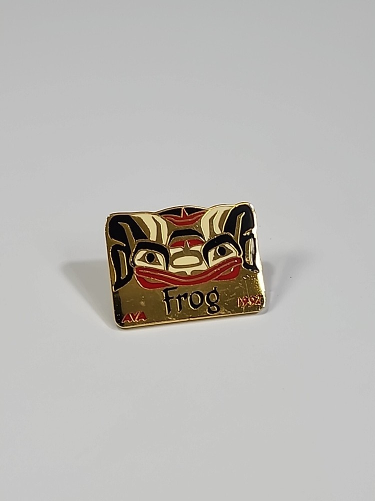 Indigenous Frog Art Lapel Pin Black & Red