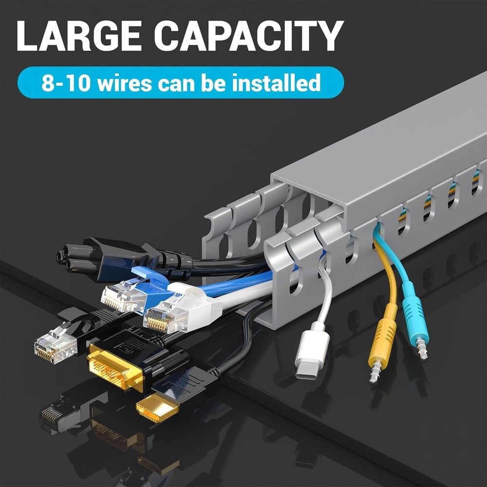 Open Slot Wire Duct Kit, 31.4"(2 x 15.7) Server Rack Cable 2Pack, grey