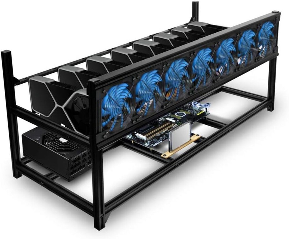 Kingwin 8 GPU Miner Rig Case Frame – Premium Stackable Aluminum Mining Rig Enclo