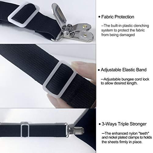 Bed Sheet Holders Straps Fasteners - 4 Pcs 3 Ways Sheet Black 4pcs Set