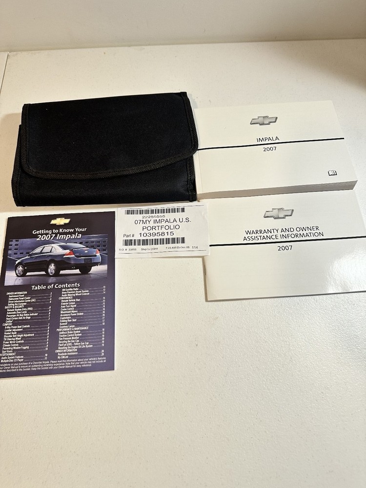 2007 Chevrolet Impala Owner Manual Set