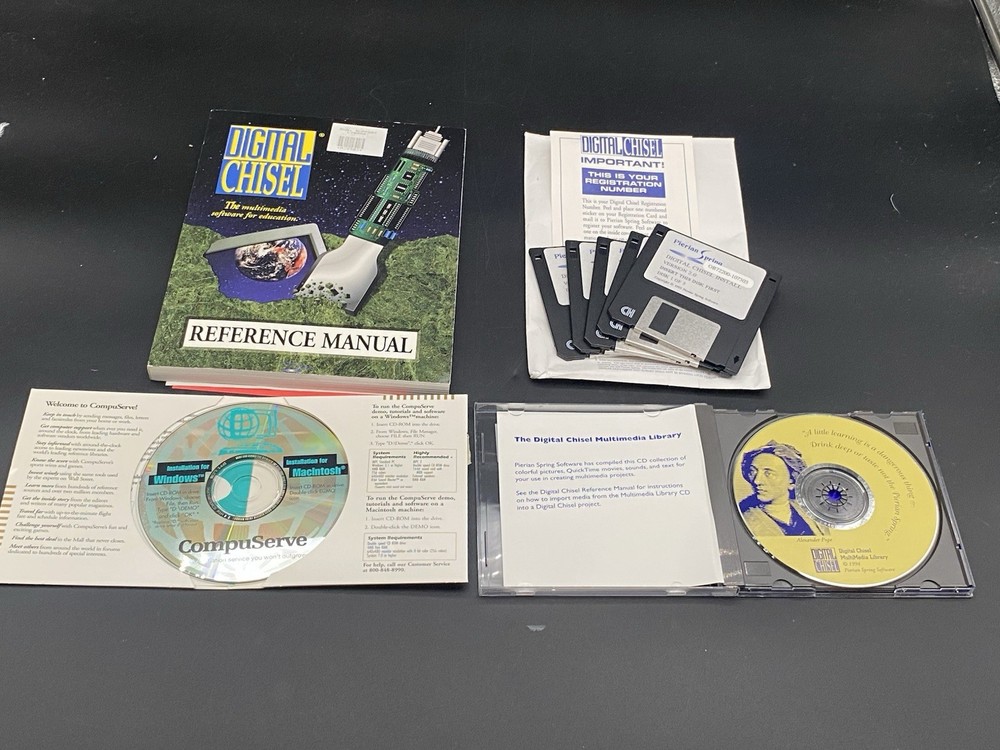 Vtg Digital Chisel CompuServe Pierian Spring Floppy CD Rom Mac 1995 Software