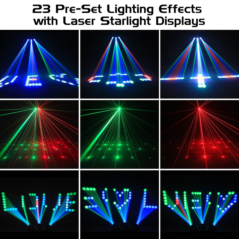 192LED RGBW Stage Light Multi-Pattern Disco Laser Lighting DMX Party DJ 30W