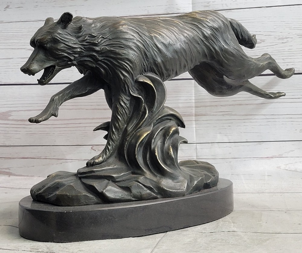 Captivating Wolf in Motion C Williams Bronze Statue Lost Wax Method Home Office