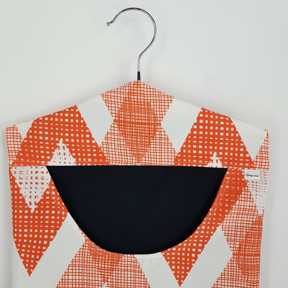 Peg Bag Handmade Orange White Diagonal Print Lined Laundry Clothes Peg Holder