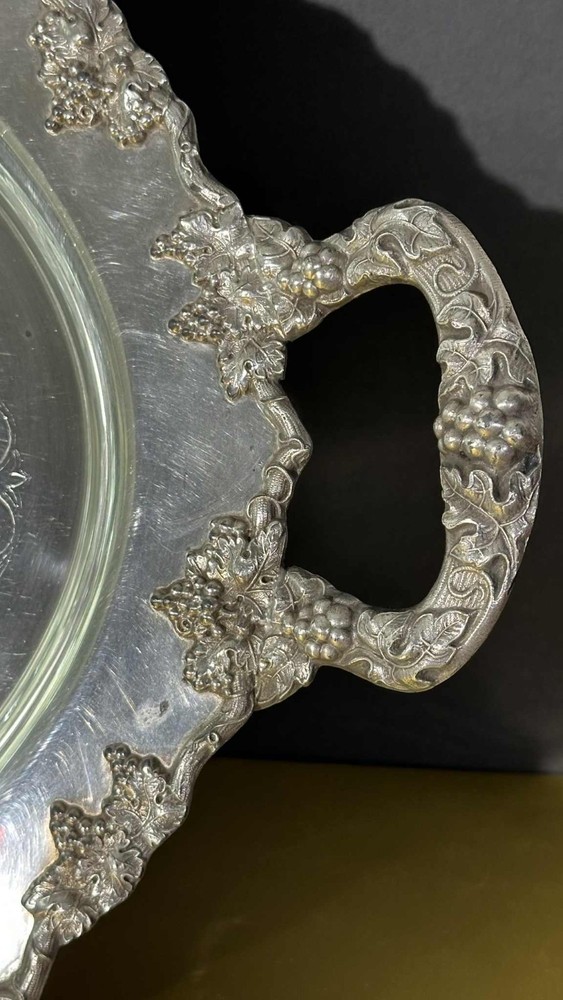 Crescent Silver on Copper 26" Grape Vine Ornate Platter Tray
