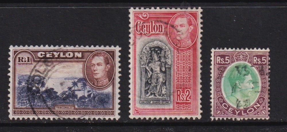 Ceylon - #287-89 used, cat. $ 29.50