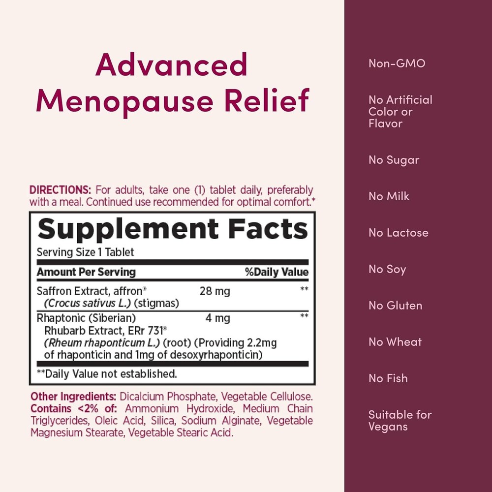 Advanced Menopause Relief 30 Tablets Nature’s Bounty Hot Flash & Hormone Support