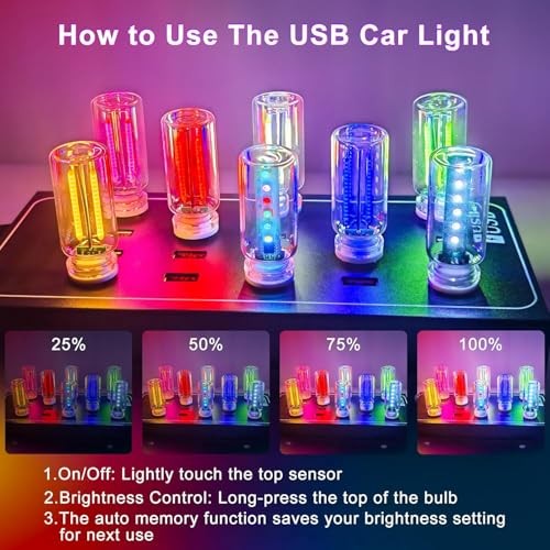 Car USB Night Light Touch Dimmable - 8-Pack Retro LED 8 PCS (multicolor)
