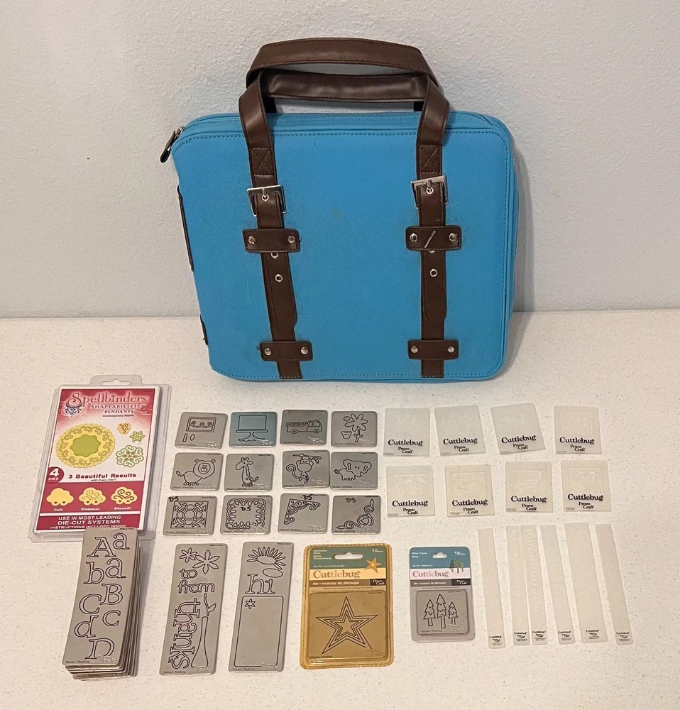Cuttlebug Storage Binder + 42 Cutting and Embossing Folders + 7 Pouch Page Lot