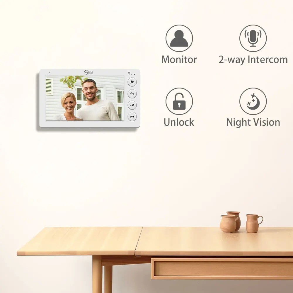 Wired Video Door Intercom System: 4 Monitors with 7-Inch Screen for Apartment