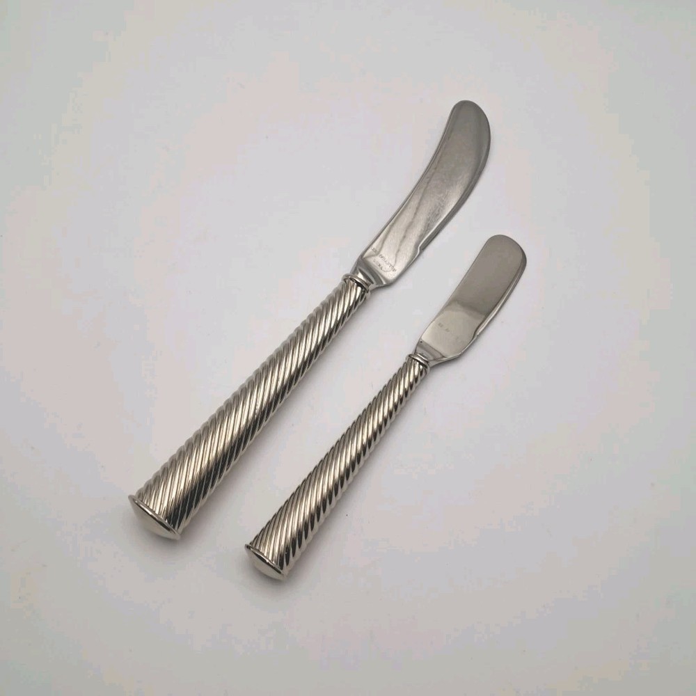 Reed & Barton Halo Spreader Cheese Knife 2 Piece Set Stainless Serving Flatware