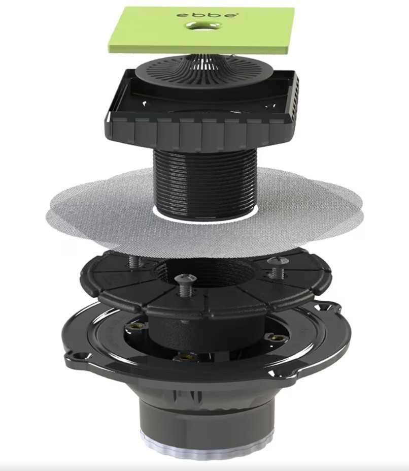 Ebbe E4022-ABS Three Piece Drain Assembly, 2-Inch, Black