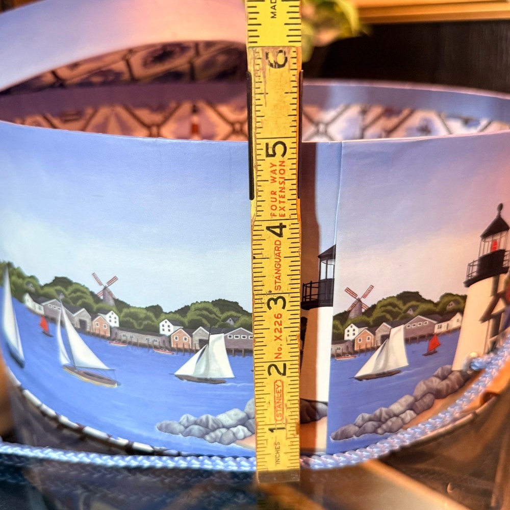 Claire Murray Lighthouse Coastal Design Round Storage Hat Box