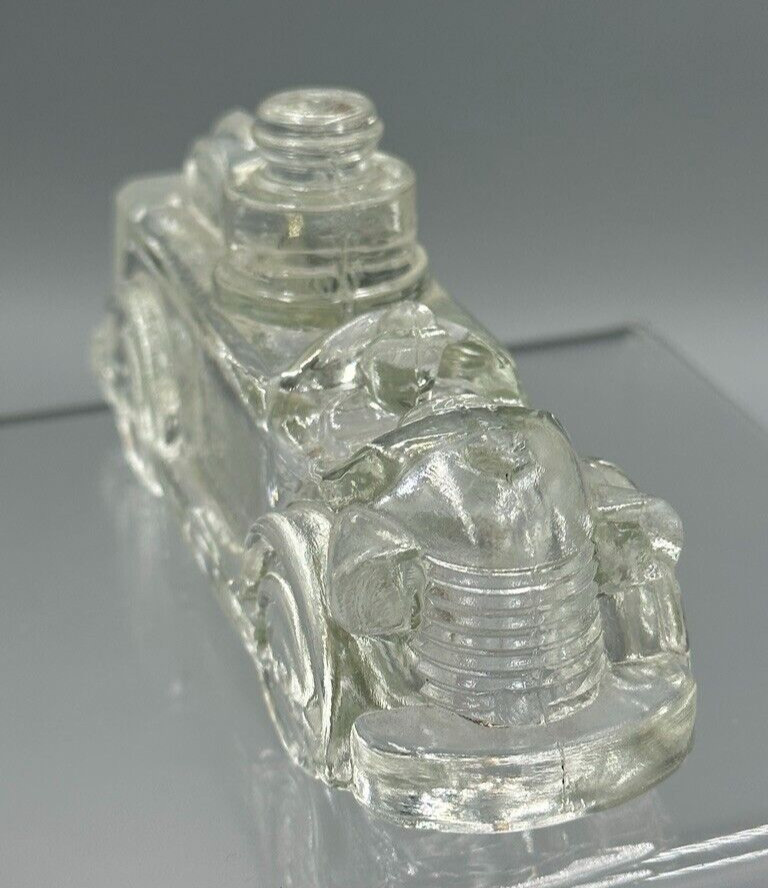 1940s FIRE ENGINE No 11 VICTORY Glass CANDY CONTAINER Vintage E&A 212