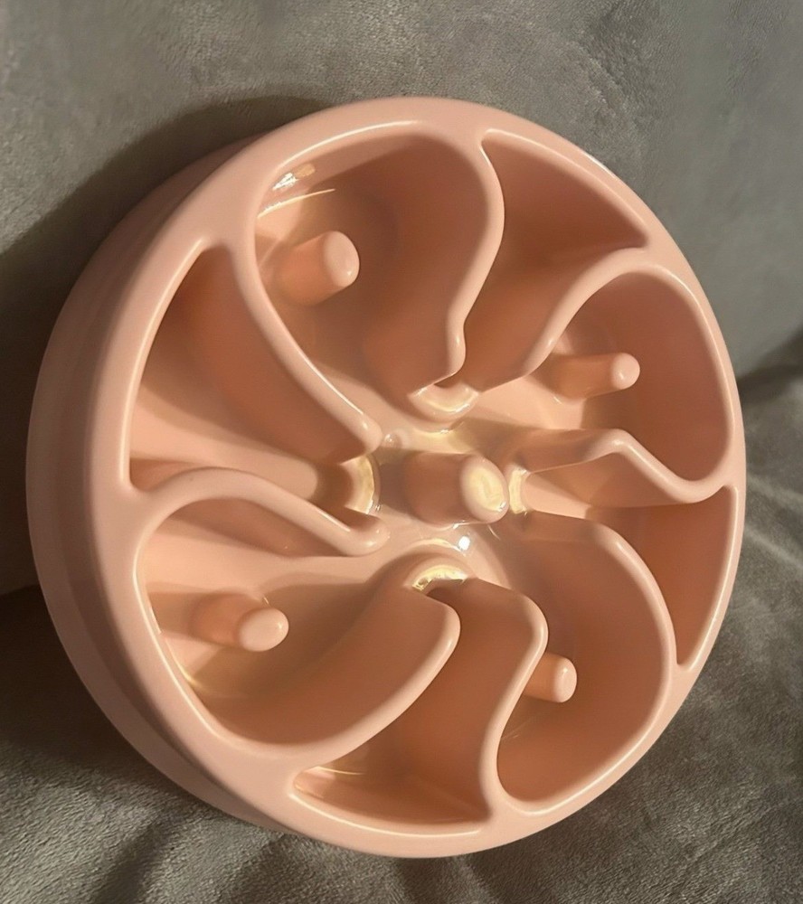 Pet Slow Down Feeding Dish, 8" Pink