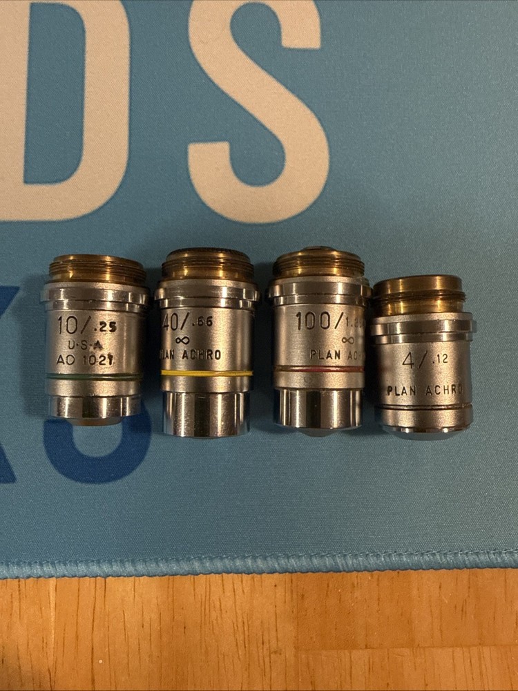 Plan Achro Microscope Lens Set Of 4