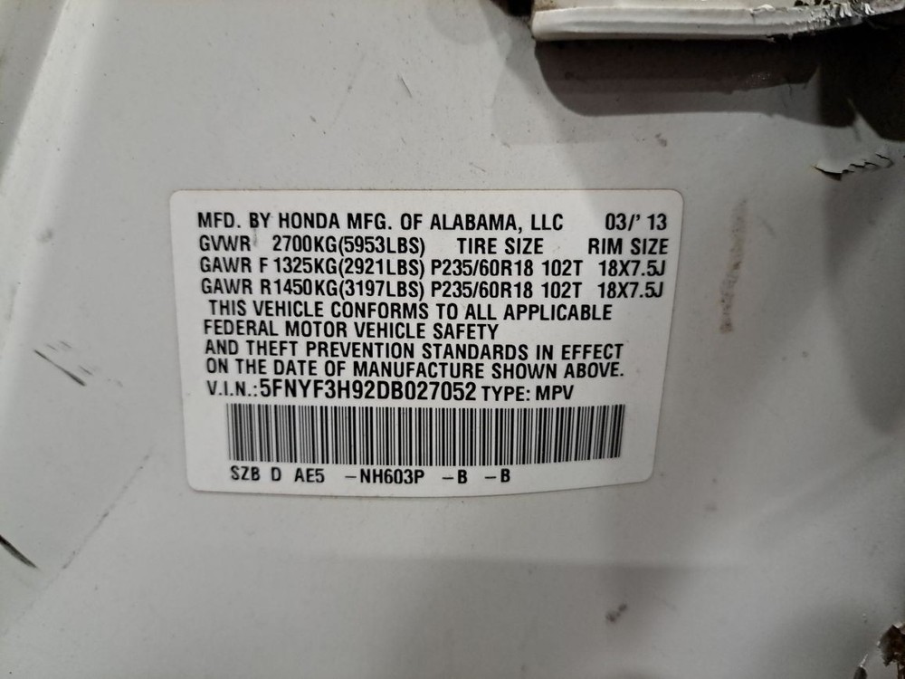 2013 Pilot Display Screen Sku#4292926