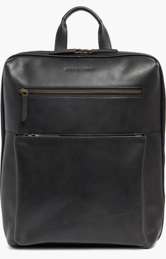 Johnston & Murphy Leather Backpack Computer Bag Slim Lightweight Commuter * NWT