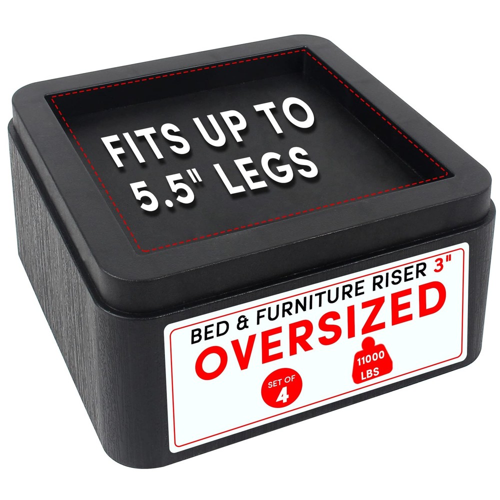 Oversized Bed Risers Heavy Duty Stackable 4 Pack Furniture Risers for Sofas 3...