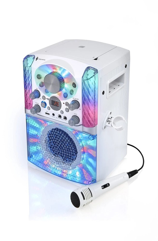 SML625BTWD Karaoke Machine, Portable Bluetooth CD+G Karaoke System, White