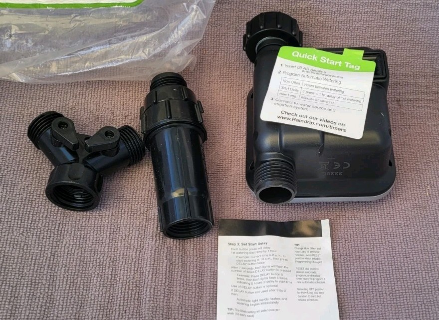 Raindrip R675CT Automatic Irrigation Timer w/ Y-Splitter & Filter – New Open Box