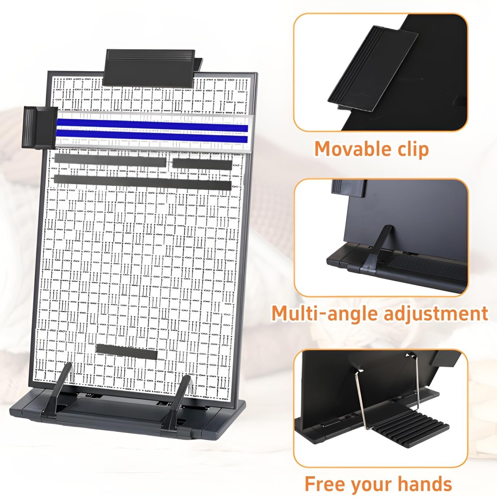 Knitting Pattern Holder with 4 Replacement Black Magnets, Knitting Chart Keep...