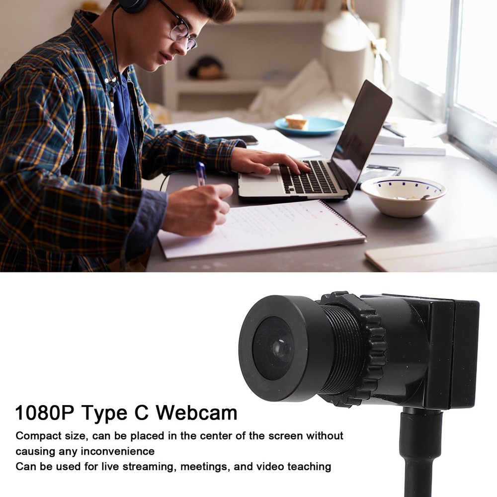 Type C Webcam 1080P 1.5m Plug And Play Fixed Focus USB Camera With Microphone